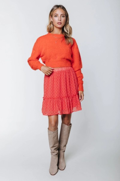 Colourful Rebel: Modell 'Hannah Small Geo Mini Skirt - Bright orange'