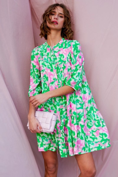 Noella: Modell 'Imogene Short Dress - Green/Pink'