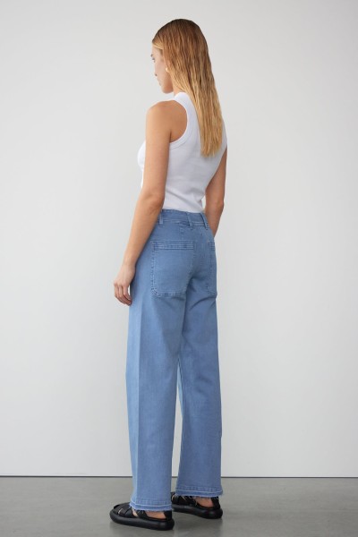 Withblack: Modell 'Wblblues Wide Leg Jeans - Zen Blue'