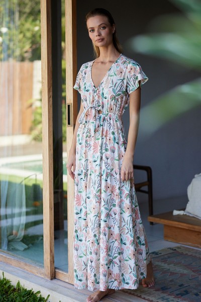 Buddha Wear: Modell 'Mila Maxi Dress - Floral Bloom'