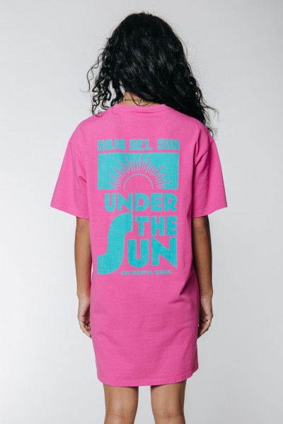 Colourful Rebel: Modell 'Under The Sun Loosefit Tee Dress - Bright pink'