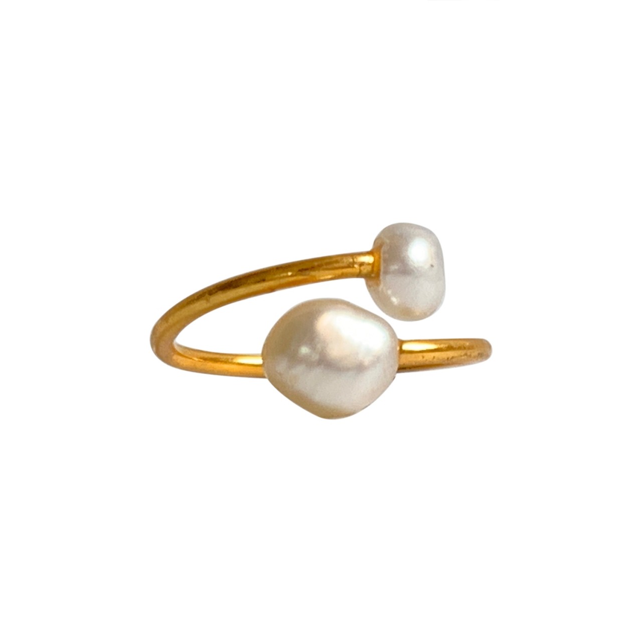 Ibu Jewels: Modell 'Ring Double Pearl - Gold'