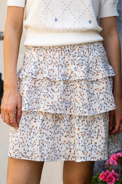 Noella: Modell 'Jo Skirt - Off White/Flowers'