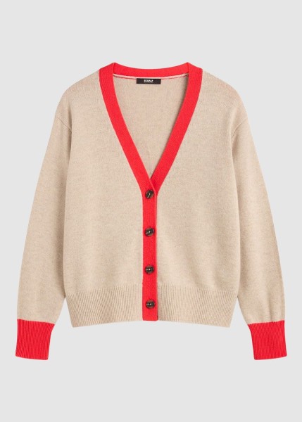 Ecoalf: Modell 'Magnoliaalf Knit Woman - Taupe Melange / Vibrant Red '