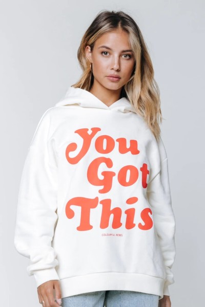 Colourful Rebel: Modell 'You Got This Clean Hoodie - Off white'