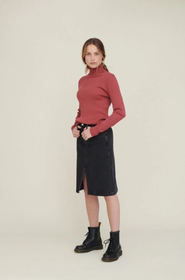Basic Apparel: Modell 'Ellen Skirt Washed - Washed black'