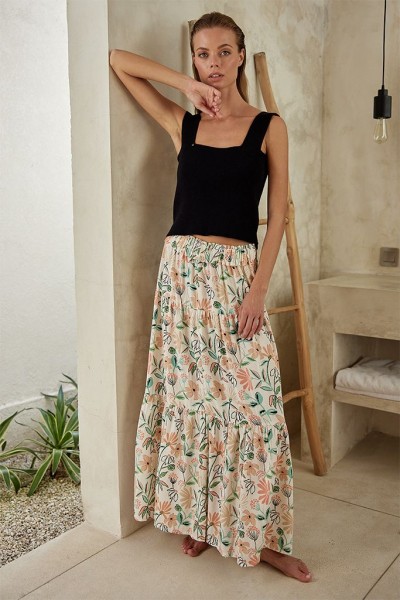 Buddha Wear: Modell 'Feya Maxi Skirt - Floral Bloom'