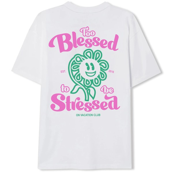 On Vacation: Modell 'Too Blessed to be Stressed T-Shirt - White'