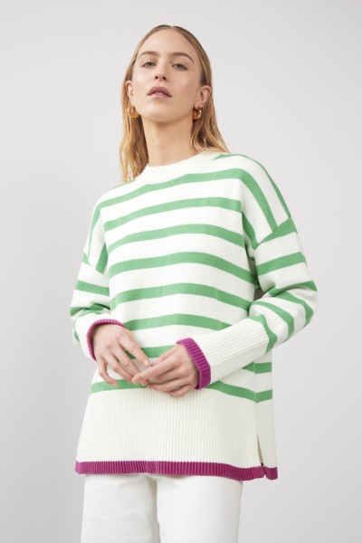 Withblack: Modell 'Wblregina Ls Striped Pullover - Greenbriar/Stripe'