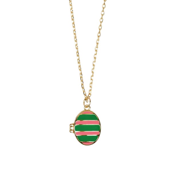 A new Day: Modell 'Enamel Medaillon Necklace - Greenpink'