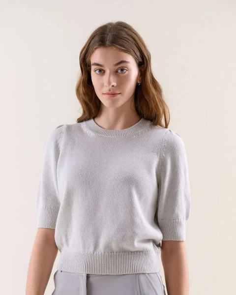 Another-Label: Modell 'Aster knitted Pullover - Sage green'