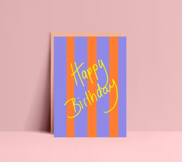 Hej Ibiza: Modell 'Postkarte - Happy Birthday Stripes'
